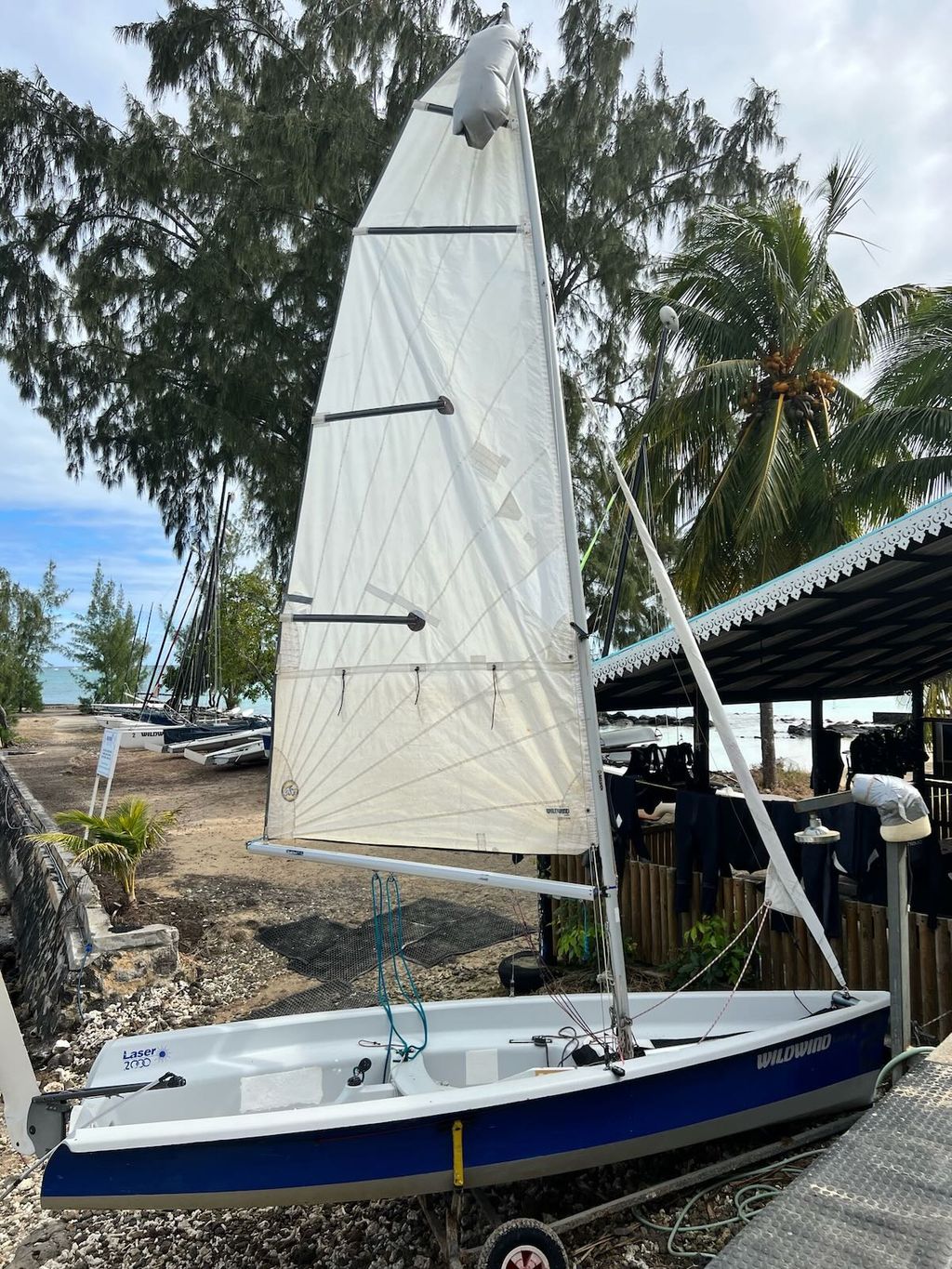 This is our pretty Laser 2000 dinghy! She is going to be our friend for the next few weeks. This is our pretty Laser 2000 dinghy! She is going to be our friend for the next few weeks.
